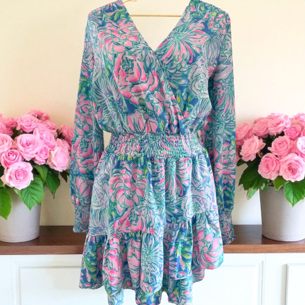 Lilly Pulitzer Blue and Pink Floral Dress